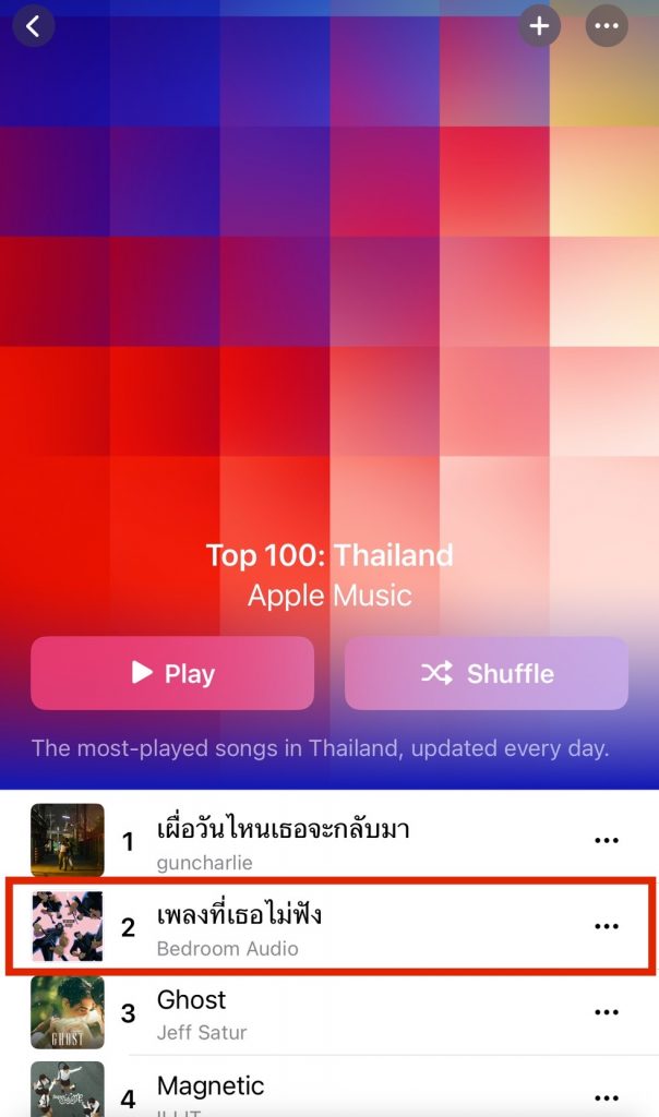Apple Music ก็พุ่งติดTop 100 Thailand อันดับที่2